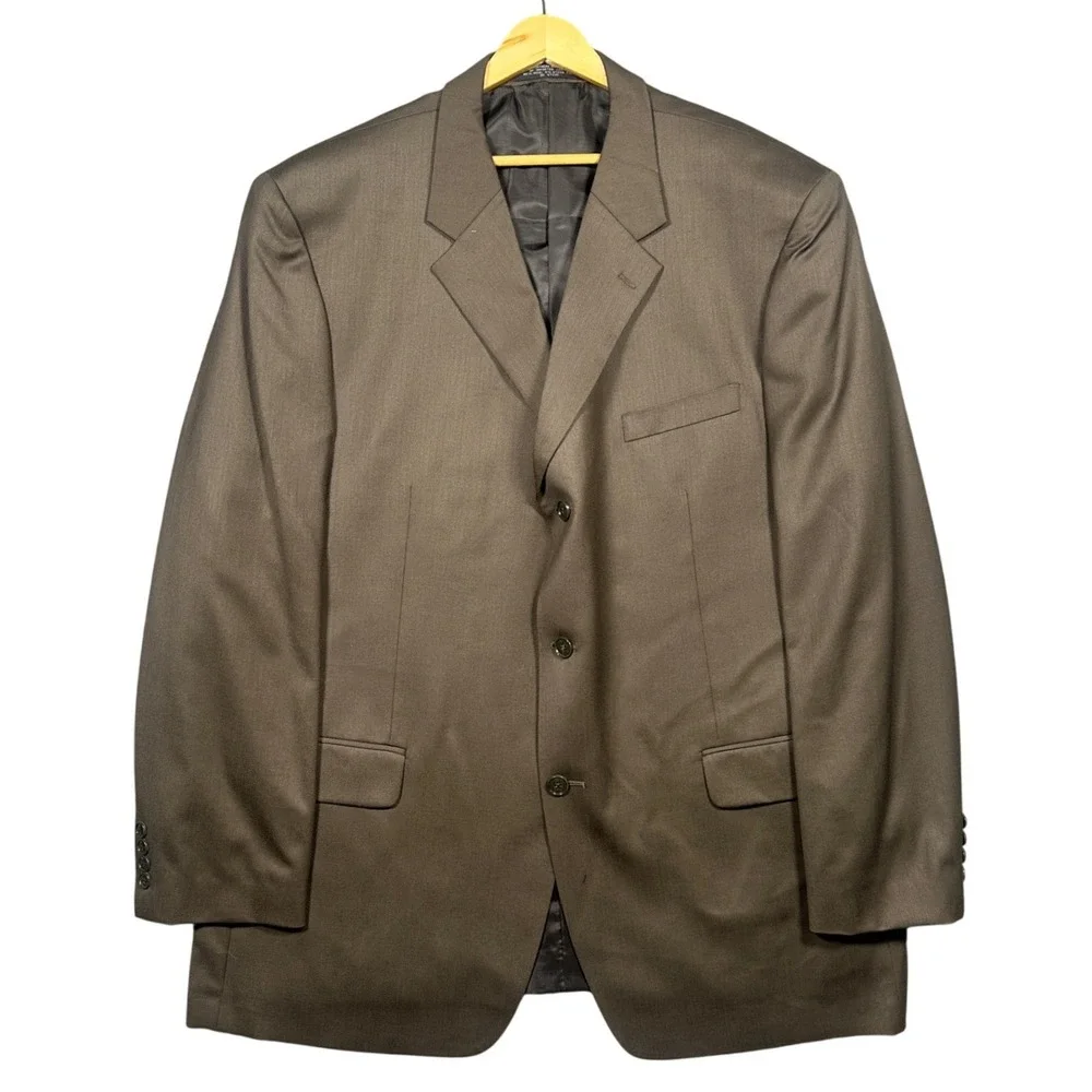 Vintage Albert Nipon Blazer Mens 48L Brown Wool Blend‎ 3-Button Sport Coat